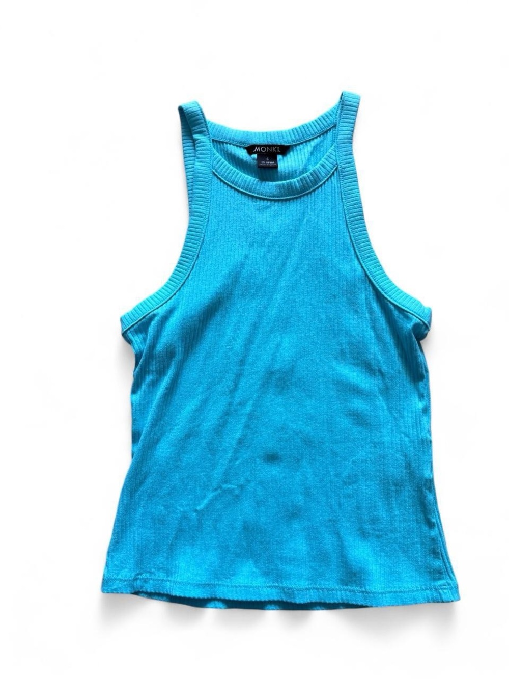 Monki Turquoise Ribbed High-Neck Tank - Picture 2 of 4
